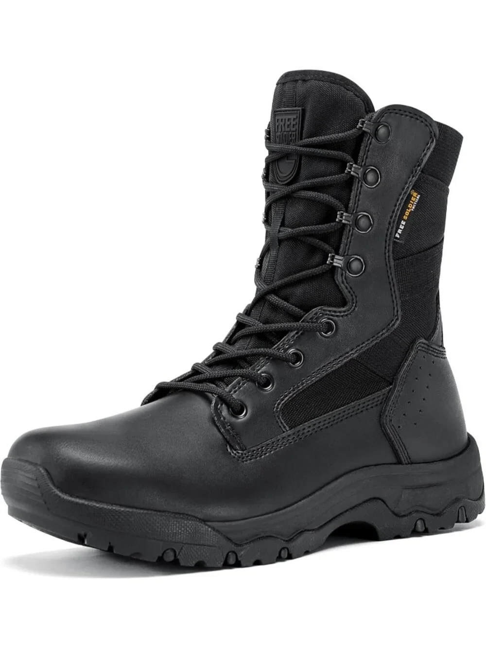 Men's Bright Black Combat Boots Durable Suede Leather Military Army Desert Boot